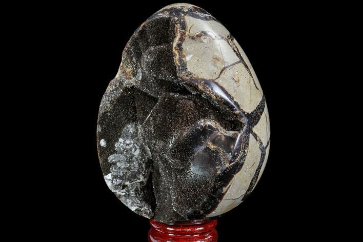 Septarian Dragon Egg Geode - Black Crystals #109974